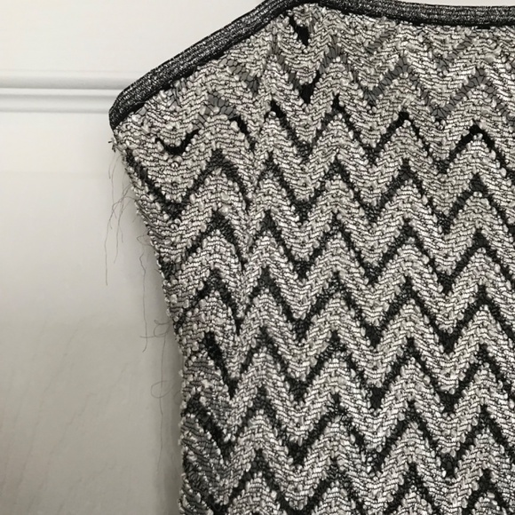 Vintage Sparkly Chevron Crop Top Camisole S Fit Grey Silver Black - Picture 3 of 7